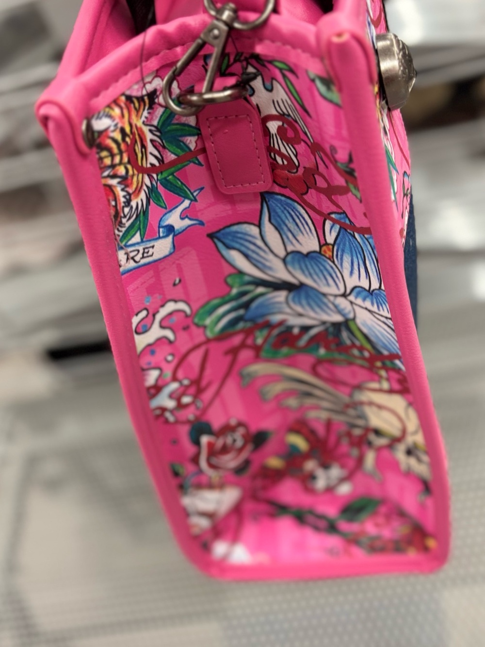 Ed Hardy Tote denim & pink NWT - Picture 9 of 11